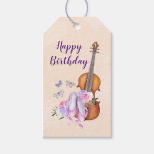 Violin, Ballet Shoes and Butterflies Birthday Gift Tags