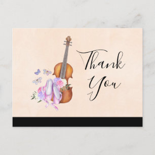 Violin, Ballet Shoes, and Butterflies Party Thanks Postcard