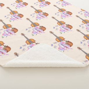 Violin, Ballet Shoes and Butterflies Pattern Sherpa Blanket
