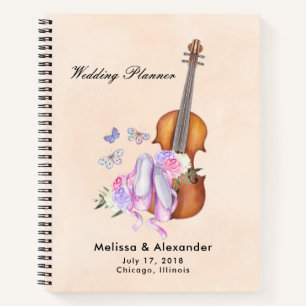 Violin, Ballet Shoes and Butterflies Wedding Plans Notebook