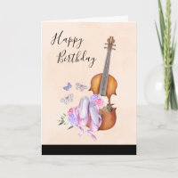Violin, Ballet Shoes, Flowers and Butterflies