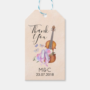 Violin, Ballet Shoes, Flowers and Butterflies Gift Tags