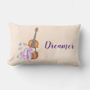Violin, Ballet Shoes, Flowers and Butterflies Lumbar Cushion