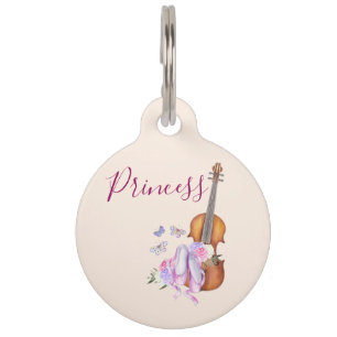 Violin, Ballet Shoes, Flowers and Butterflies Pet Tag