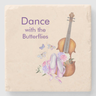 Violin & Ballet Shoes Inspirational Dance Stone Coaster