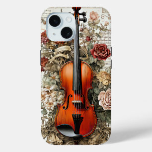 Violin Beauty, floral ornate AI-generated, iPhone 15 Case