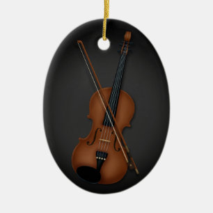 Violin & Bow Classical Music Personalized Black Ceramic Ornament