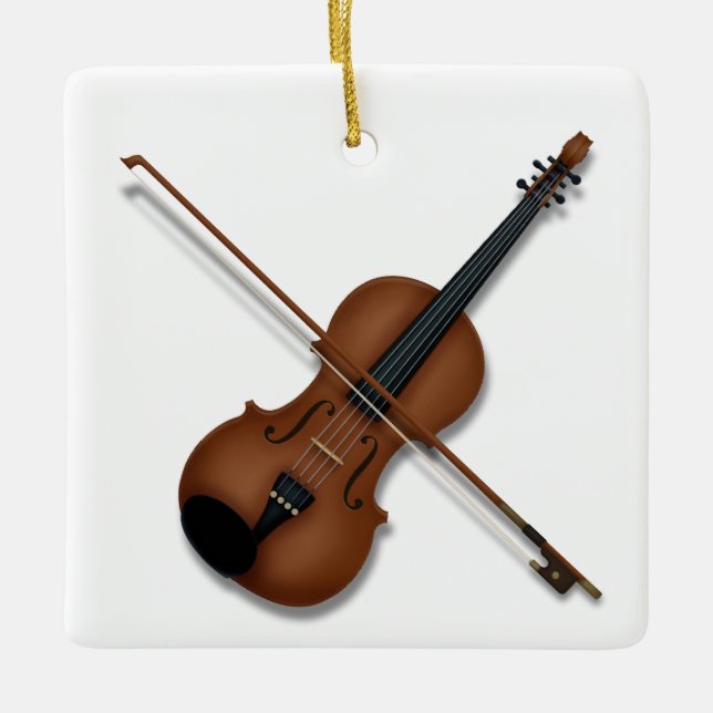 Violin & Bow Elegant Classical Music 2-Sided Ceramic Ornament (Front)