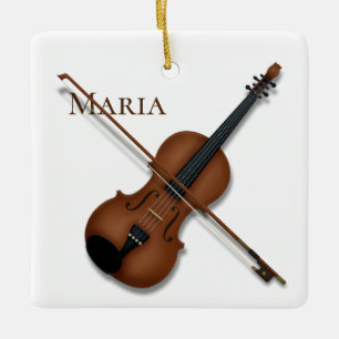Violin & Bow Elegant Classical Music Personalized Ceramic Ornament