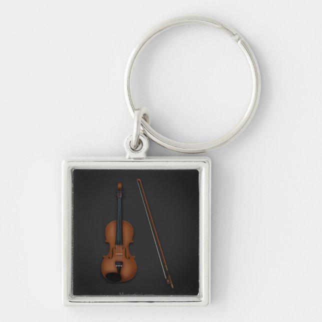 Violin & Bow Side by Side Classical Music Key Ring (Front)