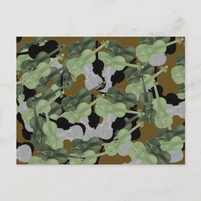 Violin Camo Camouflage Pattern Postcard (Front)