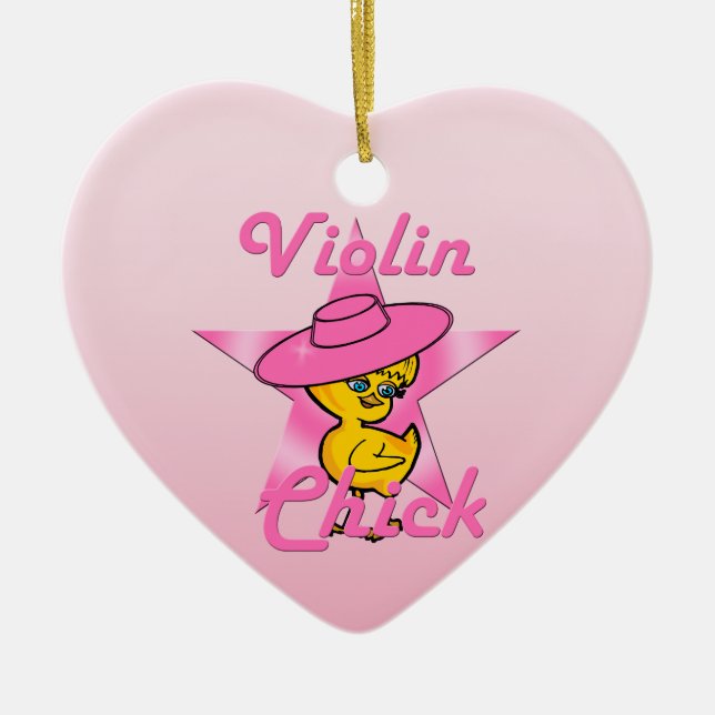 Violin Chick #8 Ceramic Tree Decoration (Front)