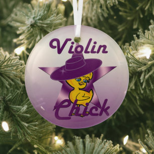 Violin Chick #9 Glass Tree Decoration