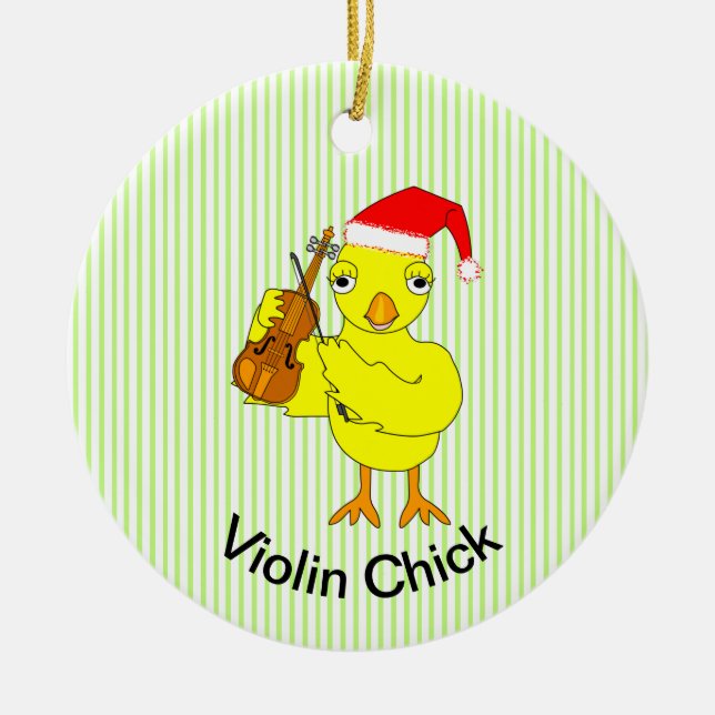 Violin Chick Ceramic Ornament (Front)