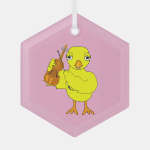 Violin Chick Glass Tree Decoration