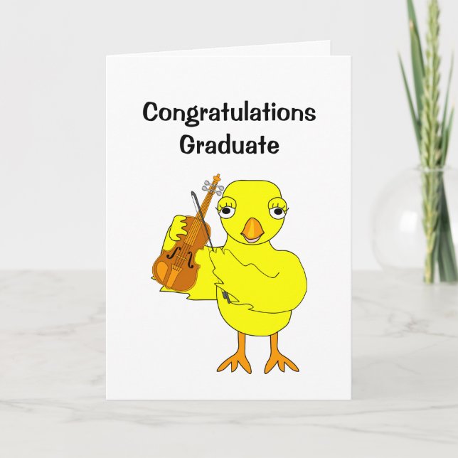 Violin Chick Graduate Thank You Card (Front)