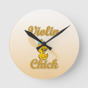 Violin Chick Round Clock