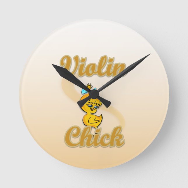 Violin Chick Round Clock (Front)