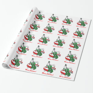Violin Classical Christmas with Music and Stars Wrapping Paper