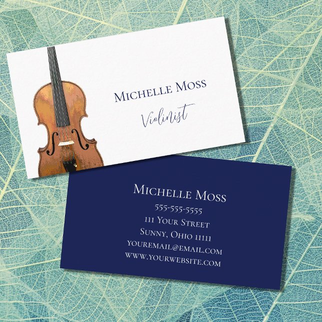 Violin Classical Music Elegant Blue Business Card (Creator Uploaded)