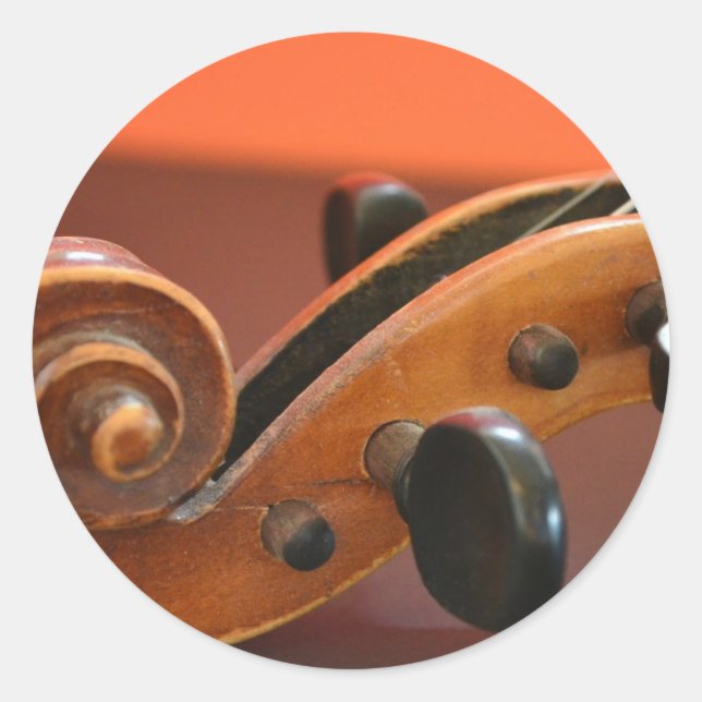 Violin classical stringed musical instrument classic round sticker (Front)