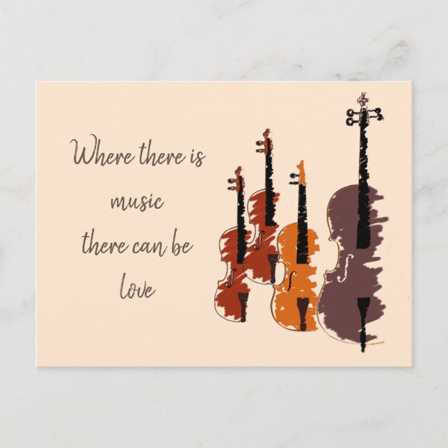 Violin classical stringed musical instrument quote postcard (Front)
