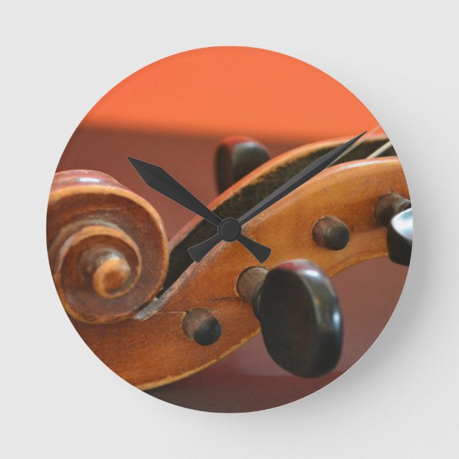 Violin classical stringed musical instrument round clock (Front)