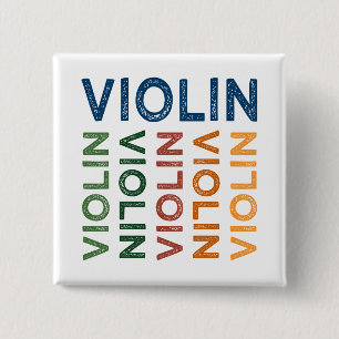 Violin Cute Colourful 15 Cm Square Badge