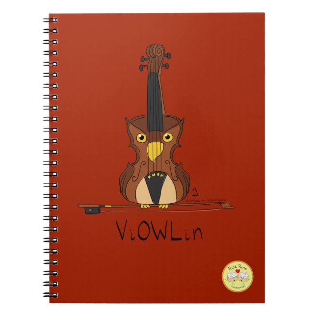 Violin Cute Musician Kids Owl Notebook (Front)