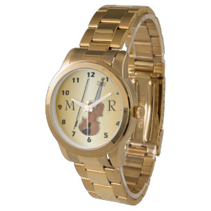 Violin Design Monogrammed Watch