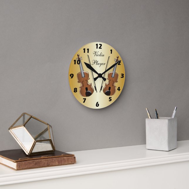 Violin Design Round Clock (Office)