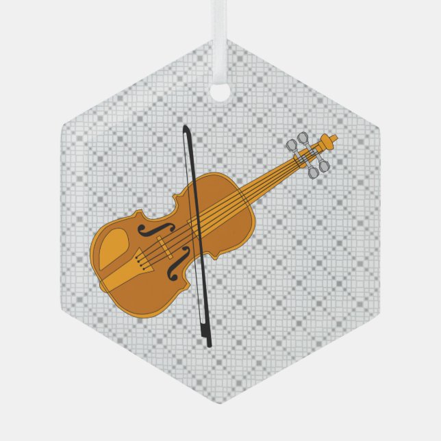 Violin Drawing Glass Tree Decoration (Front)