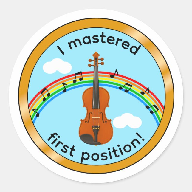 Violin First Position Kids Medal Sticker (Front)