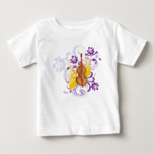 Violin Floral Swirl Baby Sleeveless White Dress T-Shirt