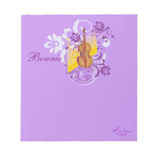 Violin Floral Swirl Purple Small Note Pad