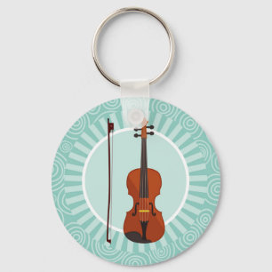 Violin Fun Turquoise Swirl Music Key Ring