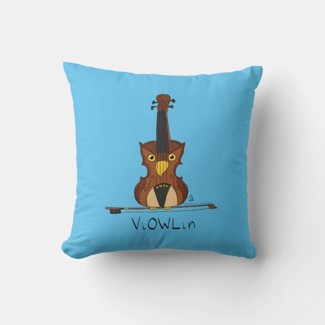 Violin Funny Musician Cartoon Cushion (Front)