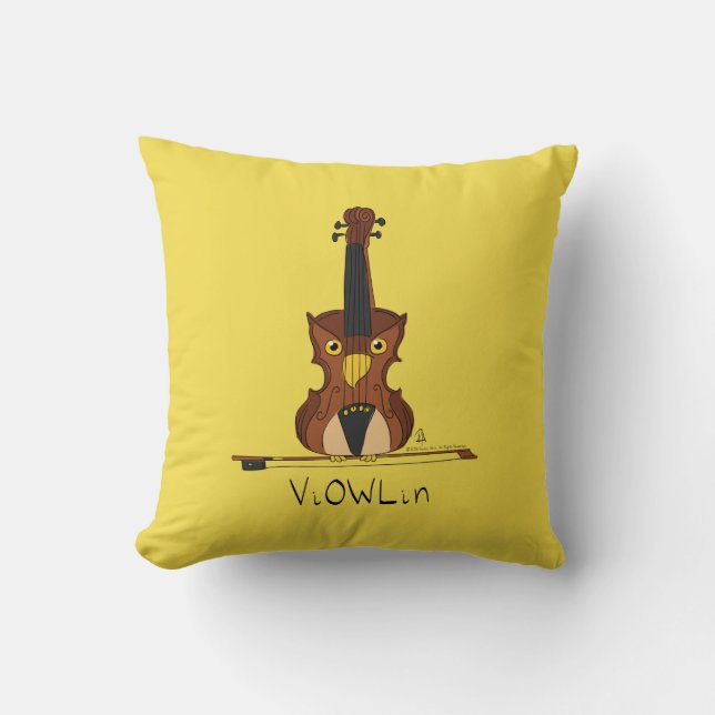 Violin Funny Musician Cartoon Cushion (Front)
