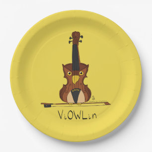 Violin Funny Musician Cartoon Paper Plate