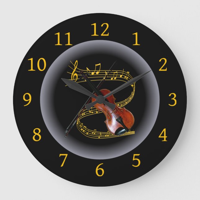 Violin ~ G clef ~ Musical Swirl ~ Spotlight ~* ~  Large Clock (Front)