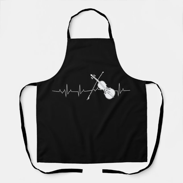 Violin Heartbeat Funny TShirt Apron (Front)