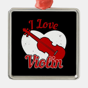 Violin - I Love Violin Metal Ornament