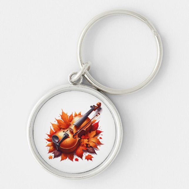 Violin in the bed of leaves key ring (Front)