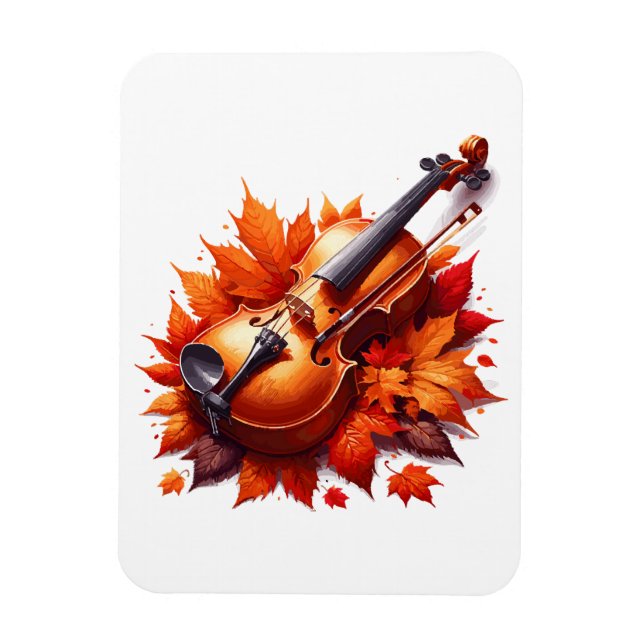 Violin in the bed of leaves magnet (Vertical)