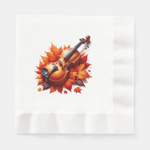 Violin in the bed of leaves napkin