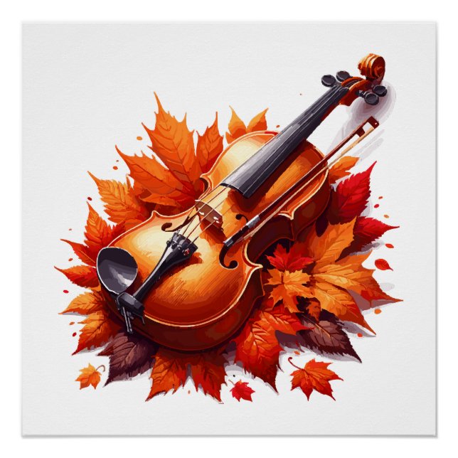 Violin in the bed of leaves poster (Front)