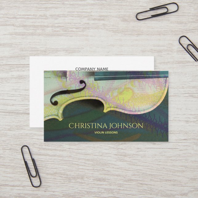 Violin Instructor Teacher Musician Artist Luthier Business Card (Front/Back In Situ)