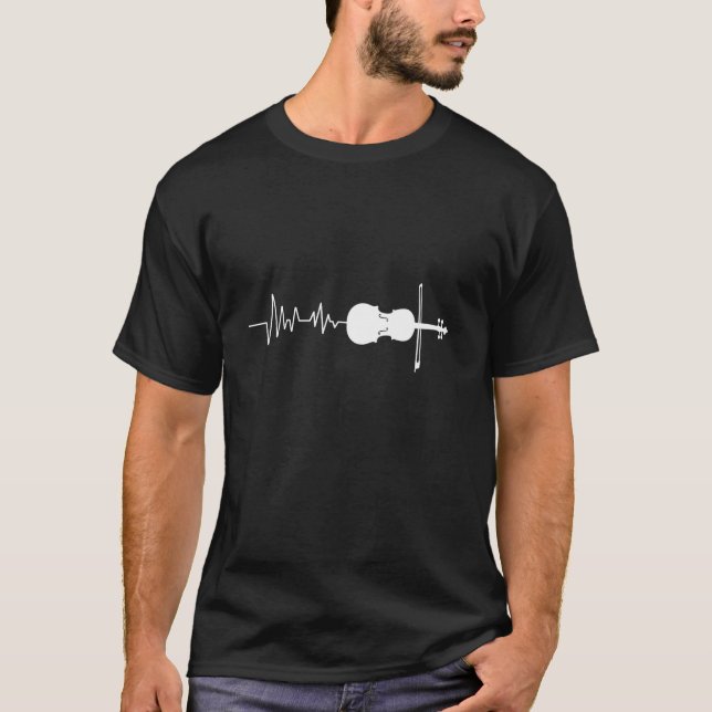 Violin Instrument Heartbeat Player Music Musican P T-Shirt (Front)