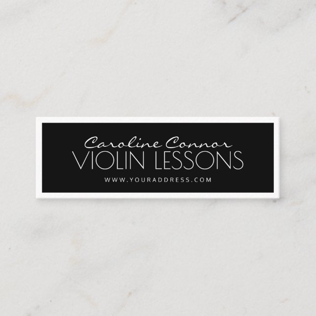 Violin Lessons Black & White Bordered Card (Front)