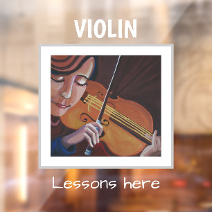 Violin lessons here window cling